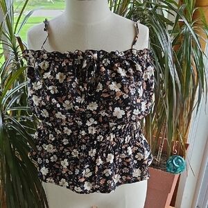 Zenobia Black Smocked Camisole with Tie Front